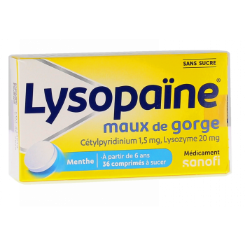 Lysopa&iuml;ne sans sucre - 36 comprim&eacute;s &agrave; sucer