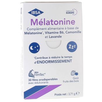 M&eacute;latonine 1mg go&ucirc;t fruits des bois FilmTec Ibsa Pharma - bo&icirc;te de 30 films orodispersibles