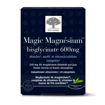 Magic magn&eacute;sium bisglycinate 600mg New Nordic - boite de 60 comprim&eacute;s