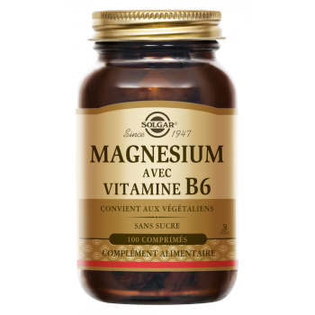 Magn&eacute;sium avec vitamine B6 Solgar - pot de 100 comprim&eacute;s