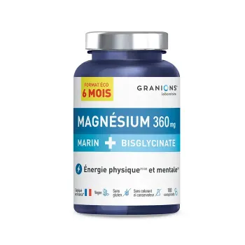Magn&eacute;sium marin + bisglycinate 360mg Granions - pot de 180 comprim&eacute;s