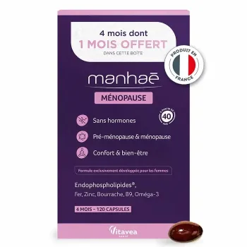 Manha&eacute; f&eacute;minit&eacute; m&eacute;nopause Nutrisant&eacute; - boite de 120 capsules