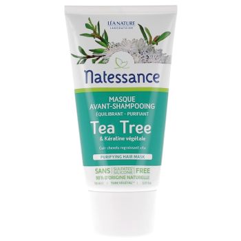 Masque avant-shampoing Tea Tree Natessance - Tube v&eacute;g&eacute;tal de 150ml