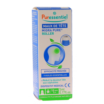 Maux de t&ecirc;te roller aux 9 huiles essentielles Puressentiel - roller de 10ml