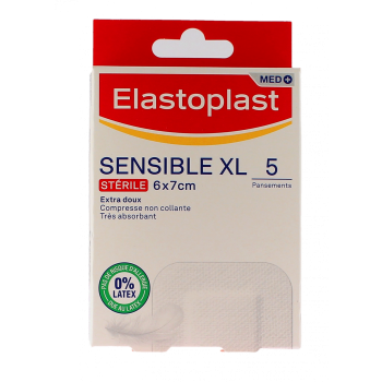 Med+ sensible pansement st&eacute;rile Elastoplast - boite de 5 pansements de 6x7cm