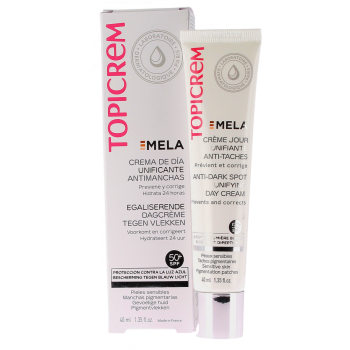 Mela cr&egrave;me de jour unifiante anti-taches SPF50+ Topicrem - tube de 40ml