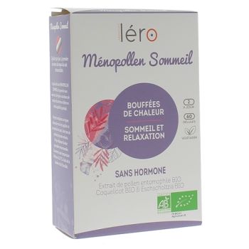 M&eacute;nopollen Sommeil & bouff&eacute;es de chaleur bio L&eacute;ro - bo&icirc;te de 60 g&eacute;lules