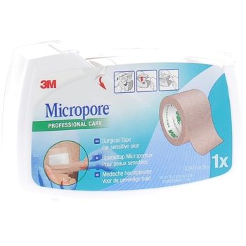 Micropore sparadrap chair avec d&eacute;vidoir 3M - sparadrap 25 mm x 5 m