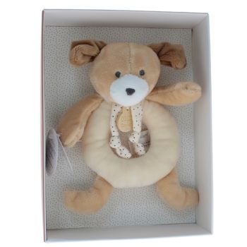 Mini doudou chien hochet Doudou et compagnie - bo&icirc;te avec doudou de 20 cm