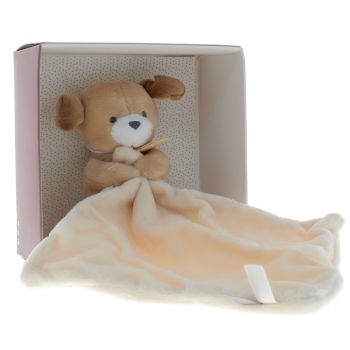 Mini doudou chien mouchoir Doudou et compagnie - bo&icirc;te avec doudou de 20 cm