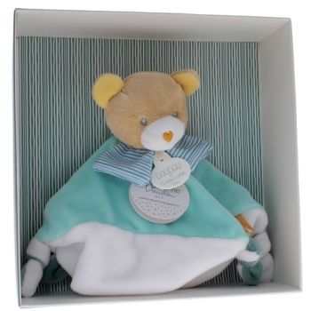 Mini doudou ours bleu Doudou et compagnie - bo&icirc;te avec doudou de 20 cm