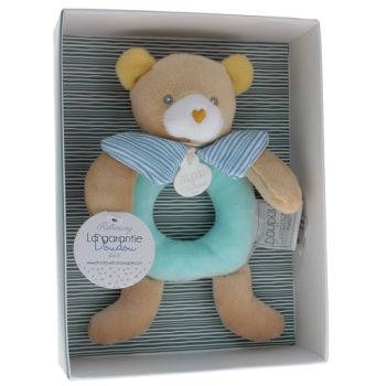 Mini doudou ours hochet Doudou et compagnie - bo&icirc;te avec doudou de 20 cm