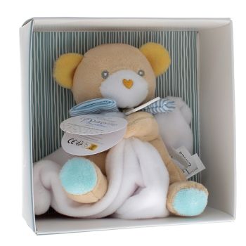 Mini doudou ours mouchoir Doudou et compagnie - bo&icirc;te avec doudou de 20 cm
