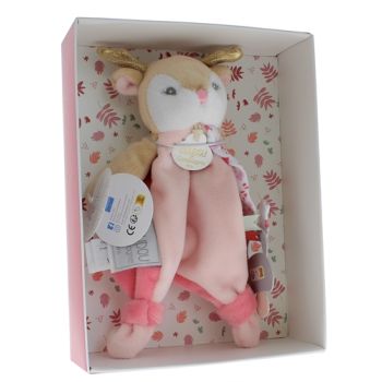 Mini doudou renne attache sucette Doudou et compagnie - bo&icirc;te avec doudou de 15 cm