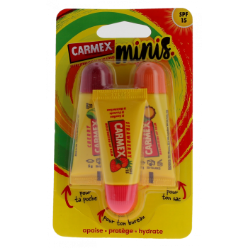 Minis baumes &agrave; l&egrave;vres Carmex - 3 tubes de 5g