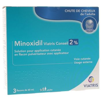 Minoxidil Viatris Conseil 2% - bo&icirc;te de 3 flacons de 60ml