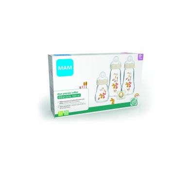 Mon premier coffret biberons verre h&eacute;risson Mam - 3 biberons et 1 sucette