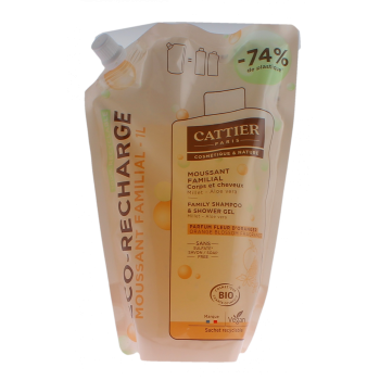 Moussant familial bio parfum Fleur d'Oranger Cattier - &eacute;co-recharge de 1L