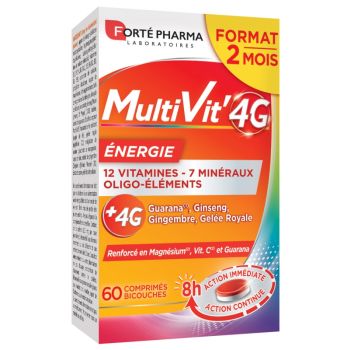 MultiVit' 4G &Eacute;nergie Fort&eacute; Pharma - bo&icirc;te de 60 comprim&eacute;s bicouches