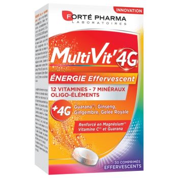MultiVit 4G &Eacute;nergie effervescent Fort&eacute; Pharma - bo&icirc;te de 30 comprim&eacute;s