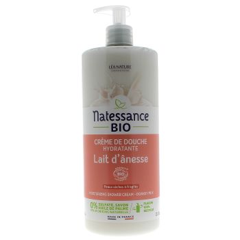 Natessance Cr&egrave;me de douche hydratante lait d'&acirc;nesse L&eacute;a Nature - flacon-pompe de 1L