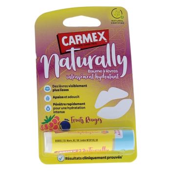 Naturally Baume &agrave; l&egrave;vres Intens&eacute;ment hydratant Fruits rouges Carmex - stick de 4g