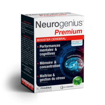 Neurogenius Premium booster c&eacute;r&eacute;bral 3C Pharma - bo&icirc;te de 60 comprim&eacute;s