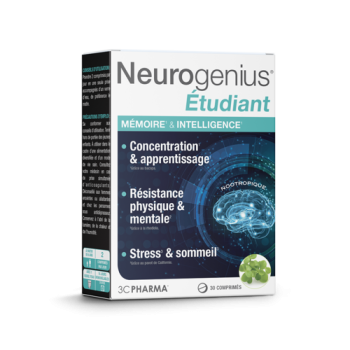 Neurogenius &Eacute;tudiant m&eacute;moire et intelligence 3C Pharma - bo&icirc;te de 30 comprim&eacute;s