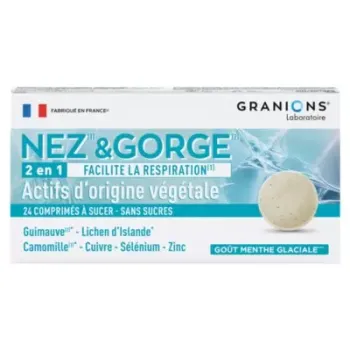 Nez-gorge 2en1 Granions - bo&icirc;te de 24 comprim&eacute;s &agrave; sucer