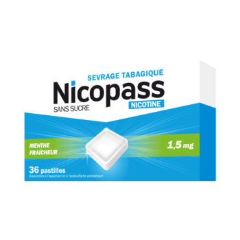 Nicopass menthe r&eacute;glisse 1,5mg - boite de 36 pastilles