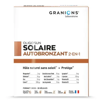 Oligo'sun solaire autobronzant 2-en-1 Granions - boite de 30 g&eacute;lules