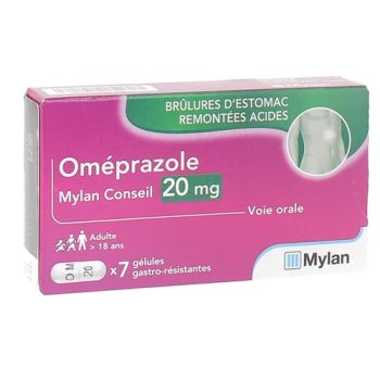 Om&eacute;prazole 20 mg Mylan - 7 g&eacute;lules gastro-r&eacute;sistantes
