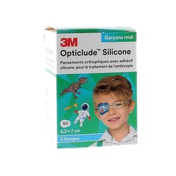 Opticlude silicone gar&ccedil;ons midi 3M - 50 pansements de 5,3 x 7,0 cm