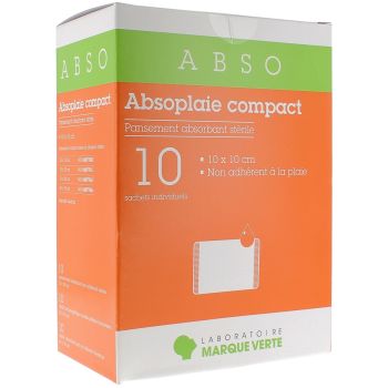 Pansements Absorbants Non adh&eacute;rents st&eacute;riles Absoplaie Compact Abso - bo&icirc;te de 10 sachets individuels