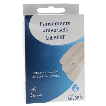 Pansements universels 3 formats Gilbert - bo&icirc;te de 40 pansements