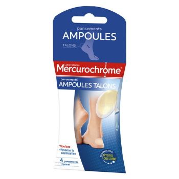Pansements ampoules talons Mercurochrome - bo&icirc;te de 4 unit&eacute;s
