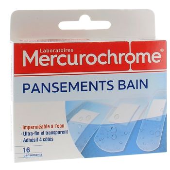 Pansements bain imperm&eacute;able Mercurochrome - une boite de 16 pansements