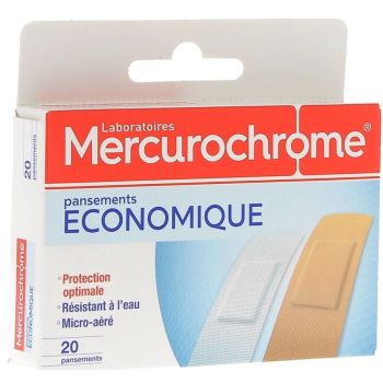 Pansements &eacute;conomique Mercurochrome - Boite de 20 pansements