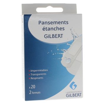 Pansements &eacute;tanches Gilbert - 20 pansements de 2 formats