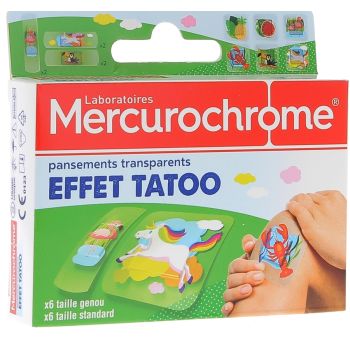 Pansements transparents effet tatoo Mercurochrome - Boite de 12 pansements