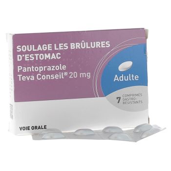 Pantoprazole 20mg Teva Conseil - bo&icirc;te de 7 comprim&eacute;s