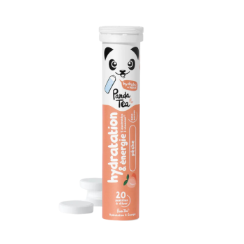 Pastilles hydratation et &eacute;nergie go&ucirc;t p&ecirc;che Panda Tea - 20 pastilles effervescentes