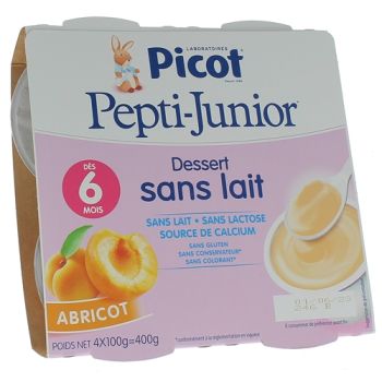 Pepti-junior dessert sans lait go&ucirc;t abricot Picot - 4 pots de 100g