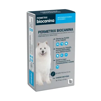 Permetrix solution pour spot-on chien moyen Biocanina - boite de 3 pipettes de 0,4ml