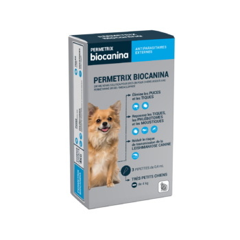 Permetrix solution pour spot-on tr&egrave;s petit chien Biocanina - boite de 3 pipettes de 0,4ml
