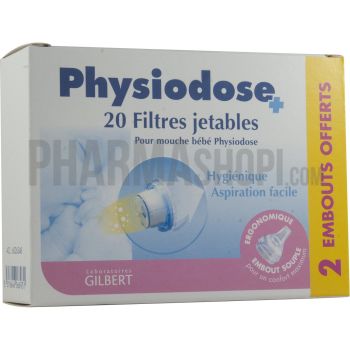 Physiodose filtres jetables mouche b&eacute;b&eacute; Gilbert - 20 filtres jetables + 2 embouts offerts