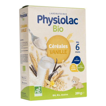 Physiolac bio c&eacute;r&eacute;ales vanille d&egrave;s 6 mois Gilbert - boite de 200 g