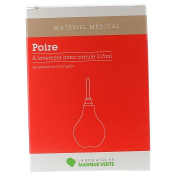 Poire &agrave; lavement avec canule Marque Verte - poire de 315 ml