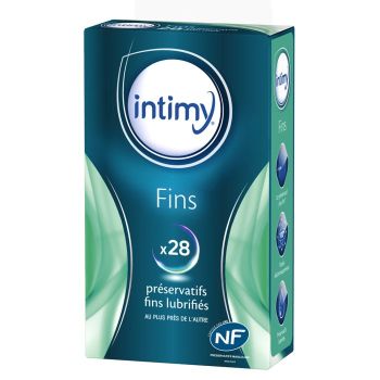 Pr&eacute;servatifs fins lubrifi&eacute;s Intimy - bo&icirc;te de 28 pr&eacute;servatifs