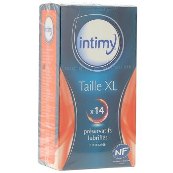 Pr&eacute;servatifs lubrifi&eacute;s taille XL Intimy - Boite de 14 pr&eacute;servatifs